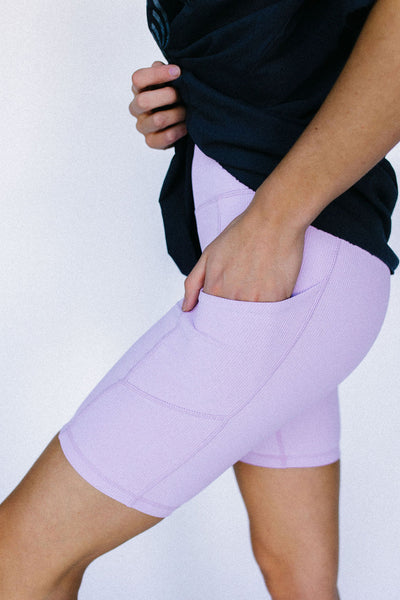 Ribbed Biker Shorts (Lavender)