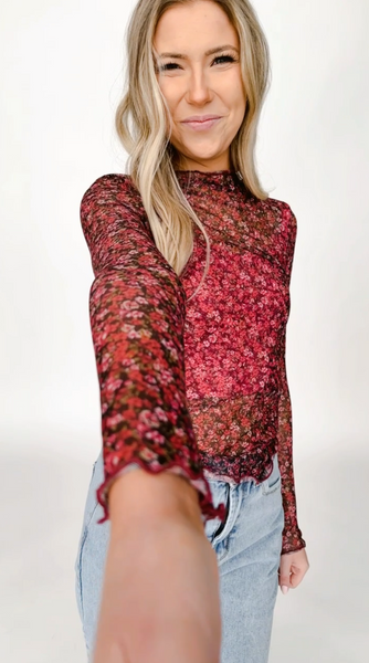 Firstly Florals Sheer Top