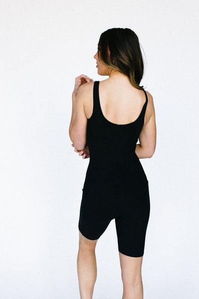 Out And About Athletic Romper (Black)